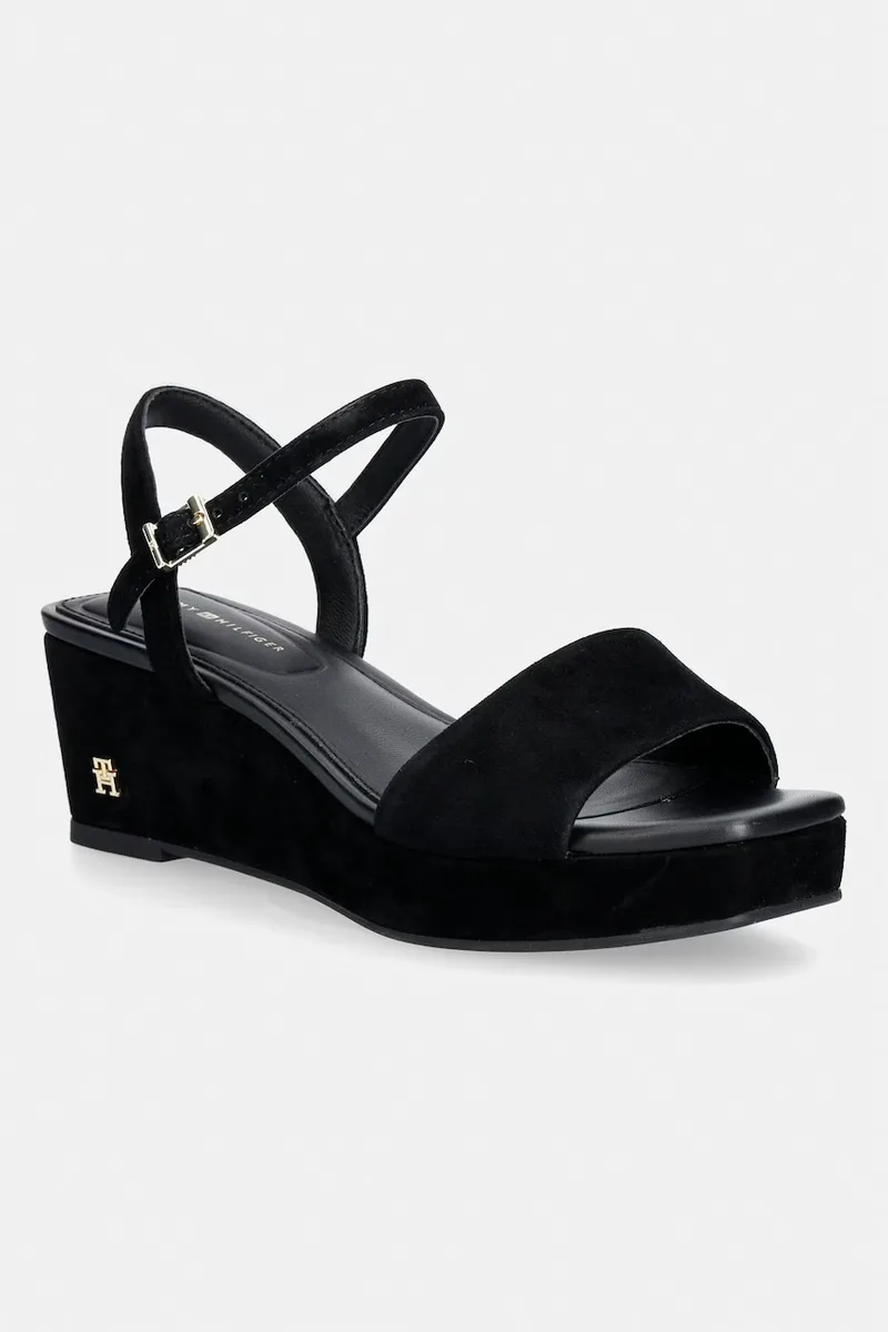 Tommy Hilfiger σανδάλια σε σφήνα σουέτ SUEDE WRAPPED MID WEDGE