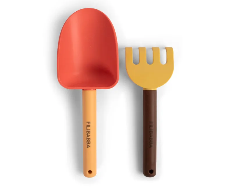 Filibabba - Beach Shovel & Rake Set - Peach Mix