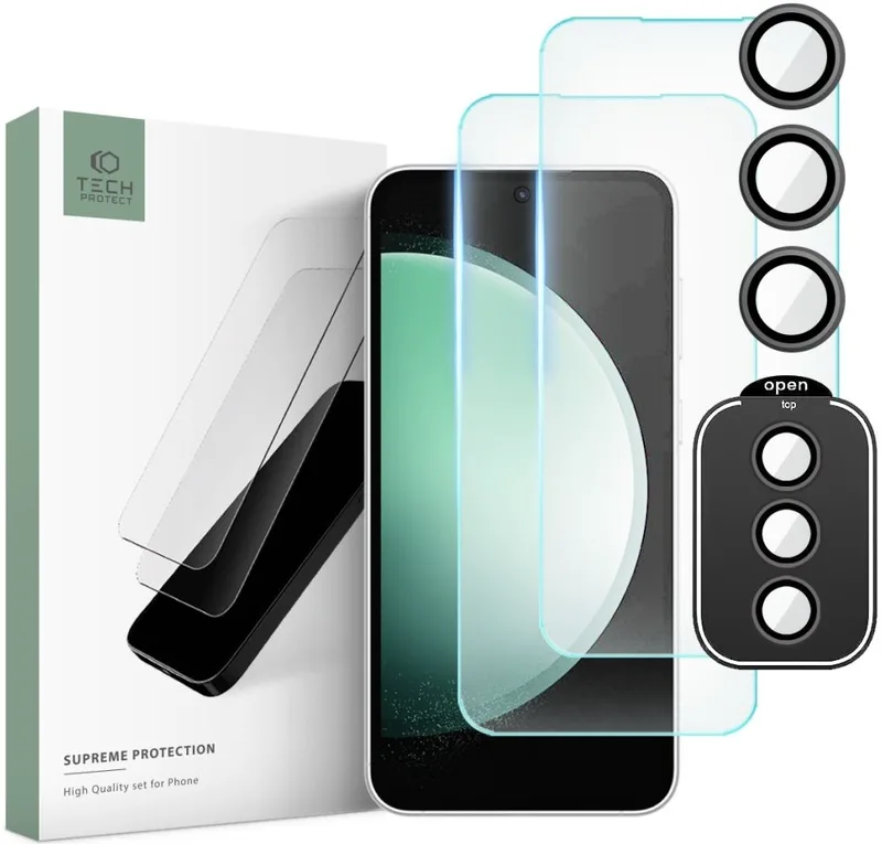 Tech-Protect Supreme Set - Σετ Tempered Glass 2 x Αντιχαρακτικά Προστατευτικά Οθόνης και 1 x Κάμερας - Samsung Galaxy S23 FE - Clear (9319456606478)