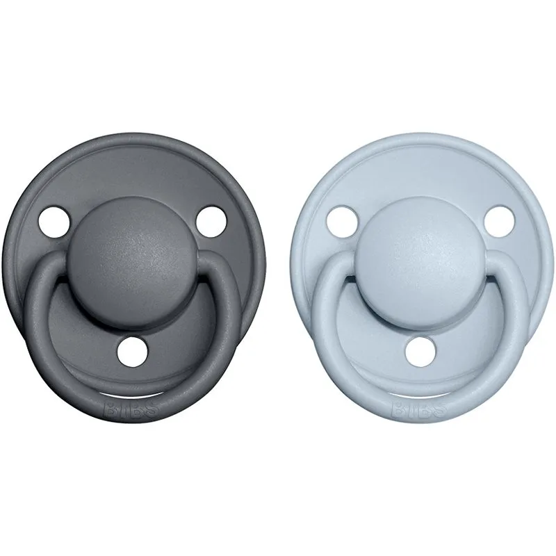 BIBS De Lux Natural Rubber Size 1: 0+ months πιπίλα Iron / Baby Blue 2 τμχ