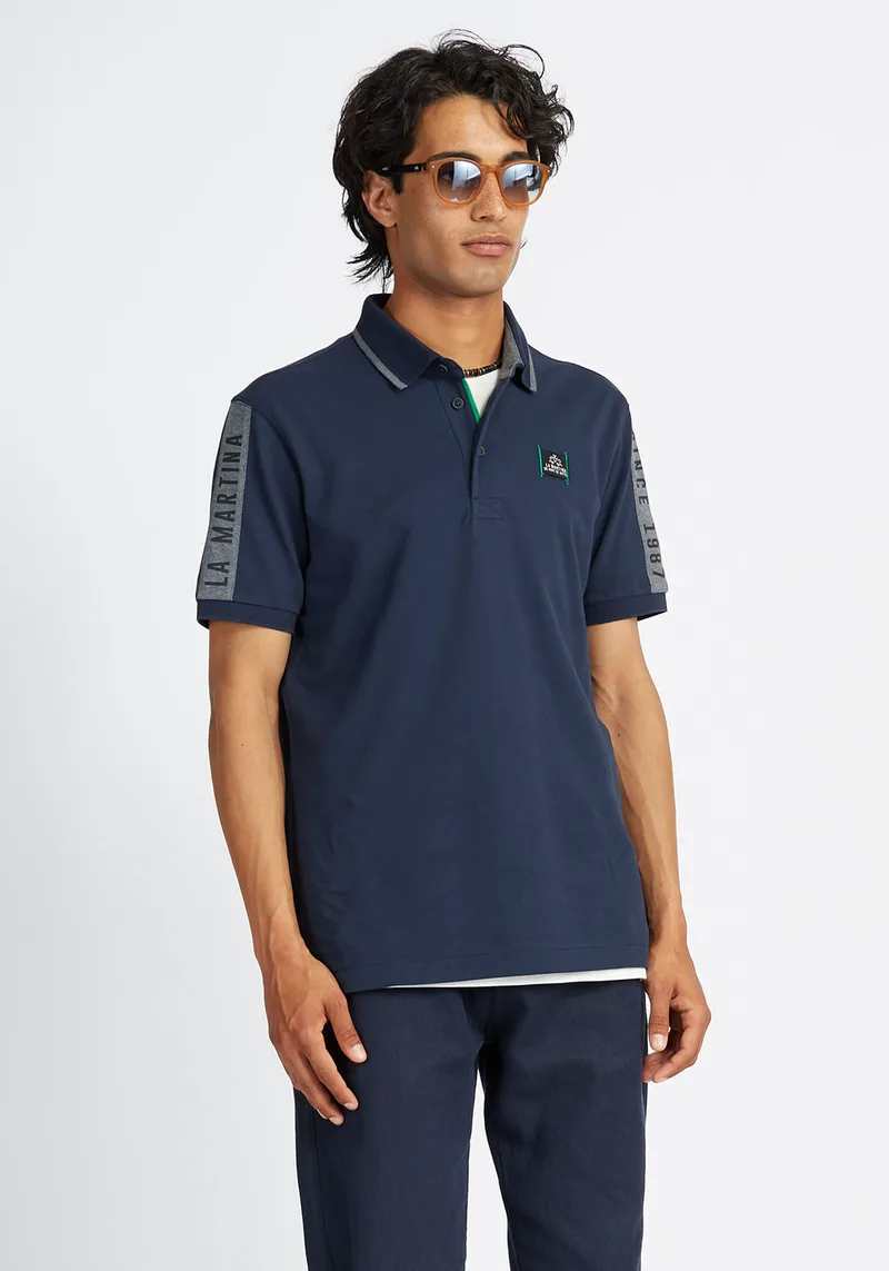 La Martina Polo Μπλούζα της σειράς Pima Cotton - VMP602 PK157 07207 Navy Blazer