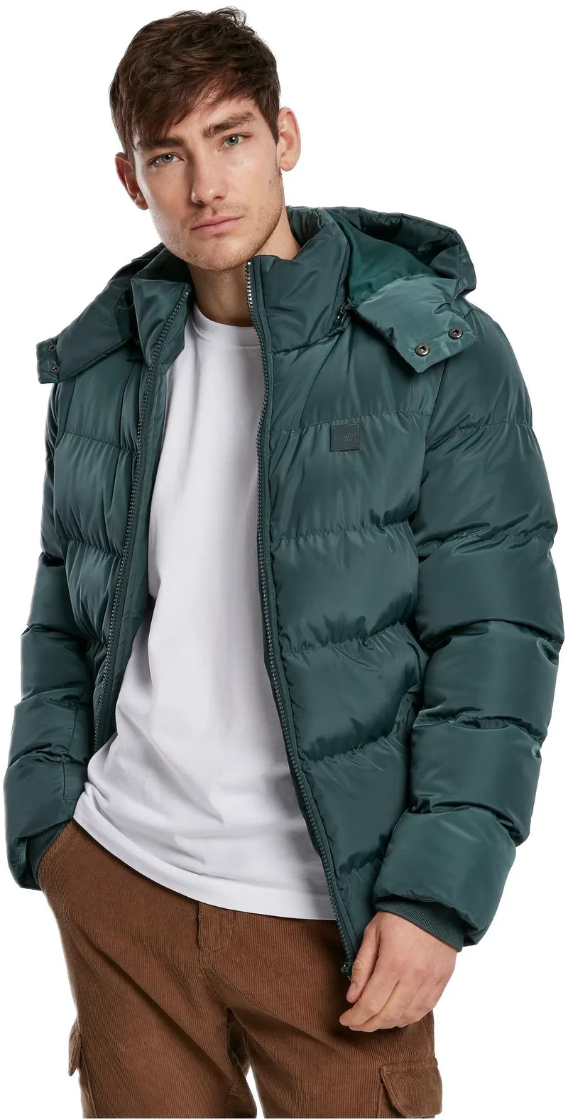 Hooded Puffer Jacket Urban Classics TB1807-02245 bottlegreen