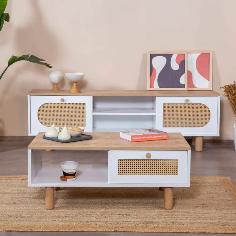 Τραπεζάκι Σαλονιού Bohem - White, Oak 277Wln1128 (100x45x45 cm)