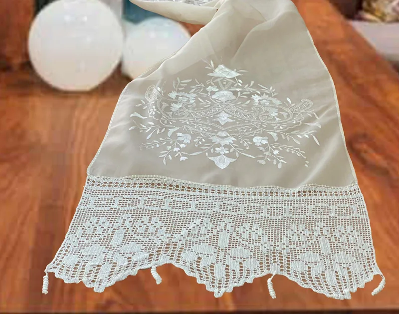 ΤΡΑΒΕΡΣΑ 46Χ170 ΜΕ ΚΕΝΤΗΜΑ ΧΕΙΡΟΣ PURE 100% SILK CRETAN LINEAHOME