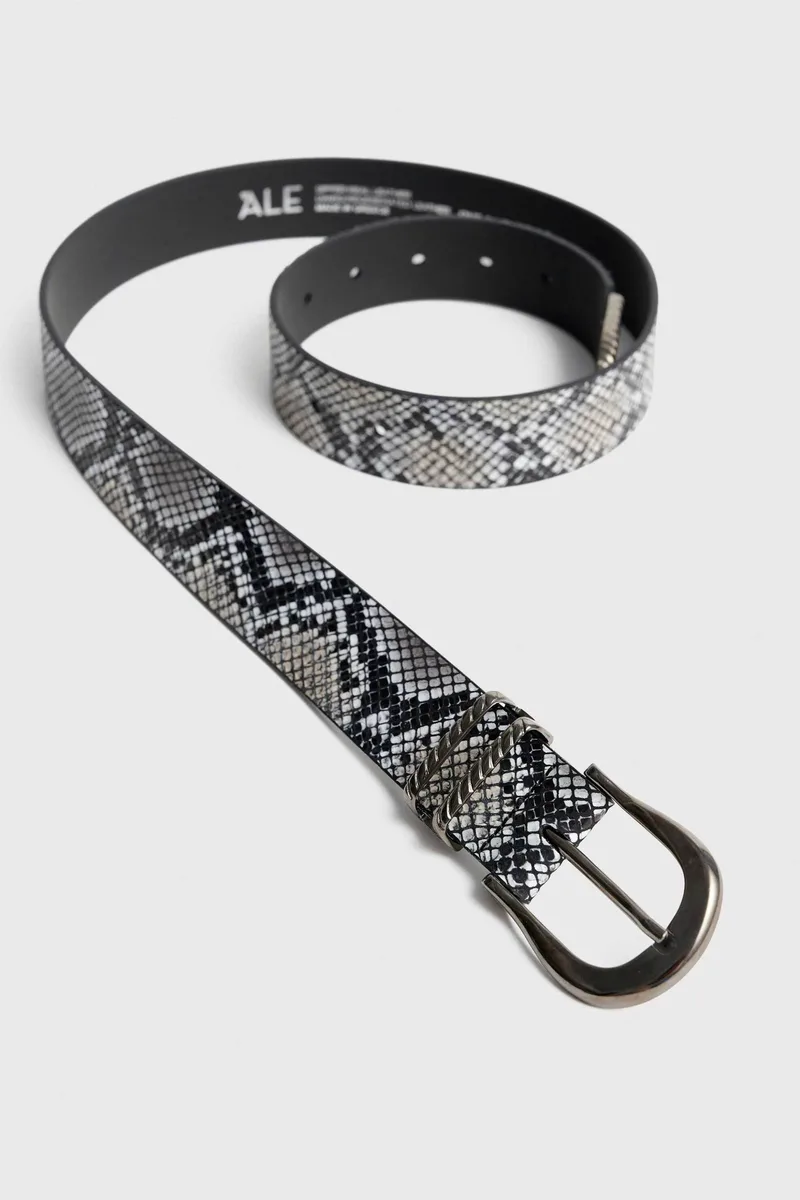 'ALE γυναικεία δερμάτινη ζώνη με animal print - 8Z23695 Ασπρόμαυρο