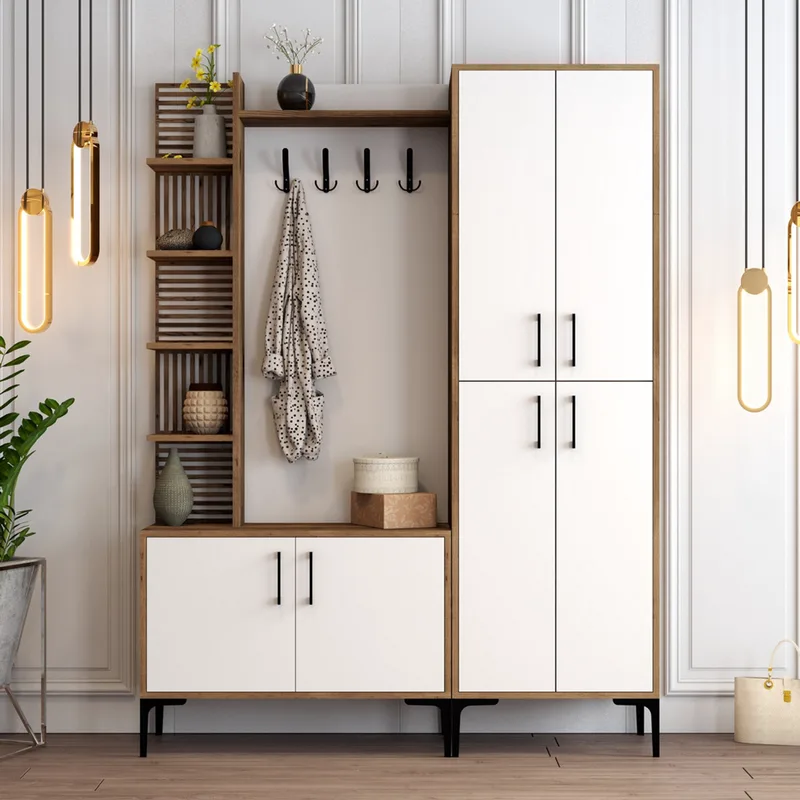 Έπιπλο Εισόδου / Πορτ Μαντό Viyana Da - Walnut, White 845Hct4224 (60x200x35 cm)