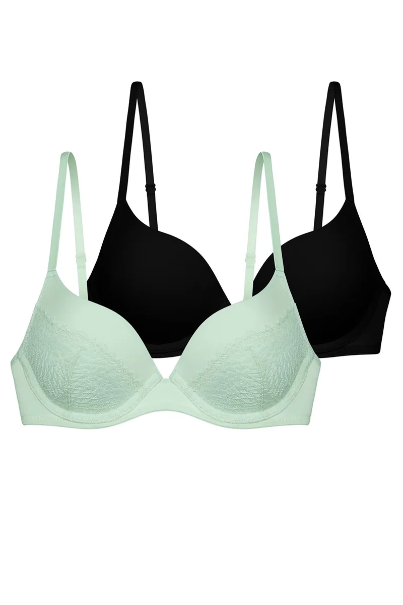Dorina Eco Γυναικεία σουτιέν με μπανέλα ενίσχυση ''Amora'' Push Up Plunge (2 τμχ) (B, C, D Cup)-FXPG0032LA130-2X0356