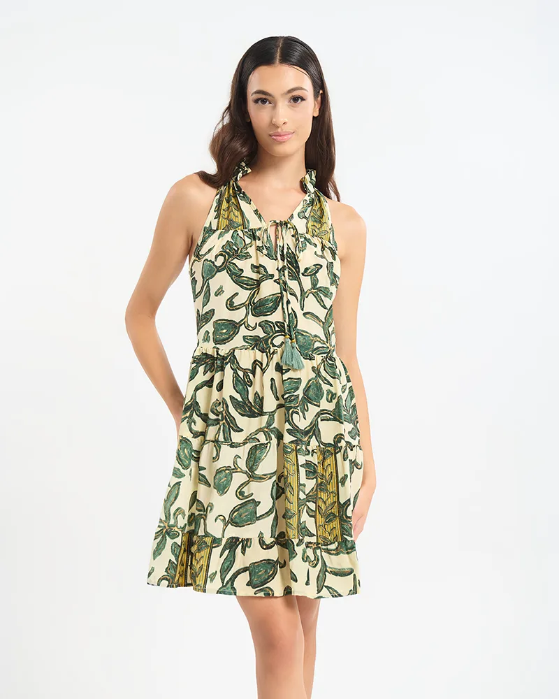 Φόρεμα BLE Mini Με Tropical Print & Βολάν