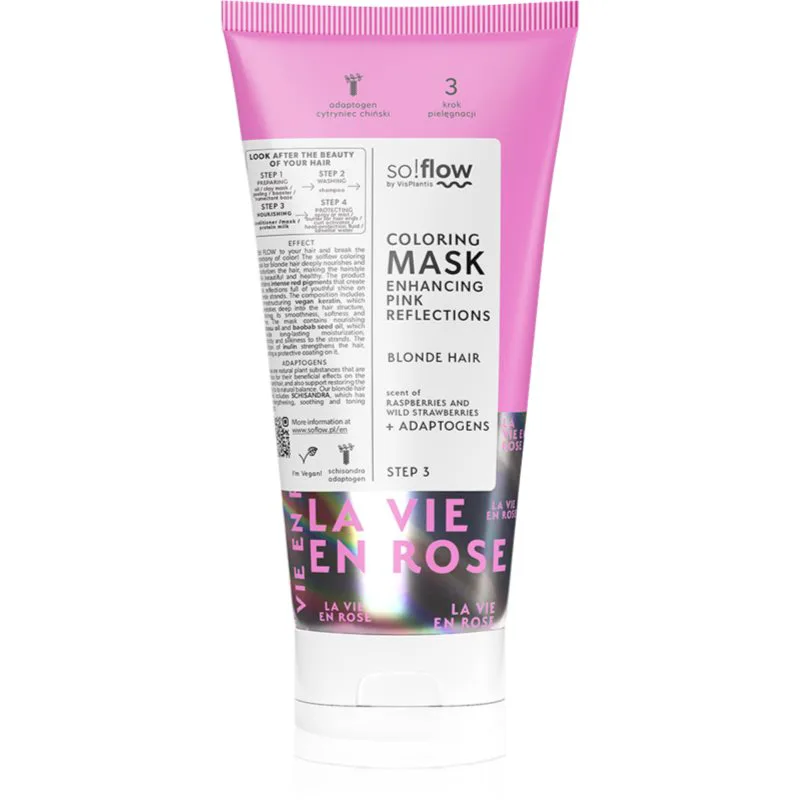 so!flow Coloring Mask Blonde Hair Μάσκα με τεχνολογία intense bonding color απόχρωση Ροζ 200 ml