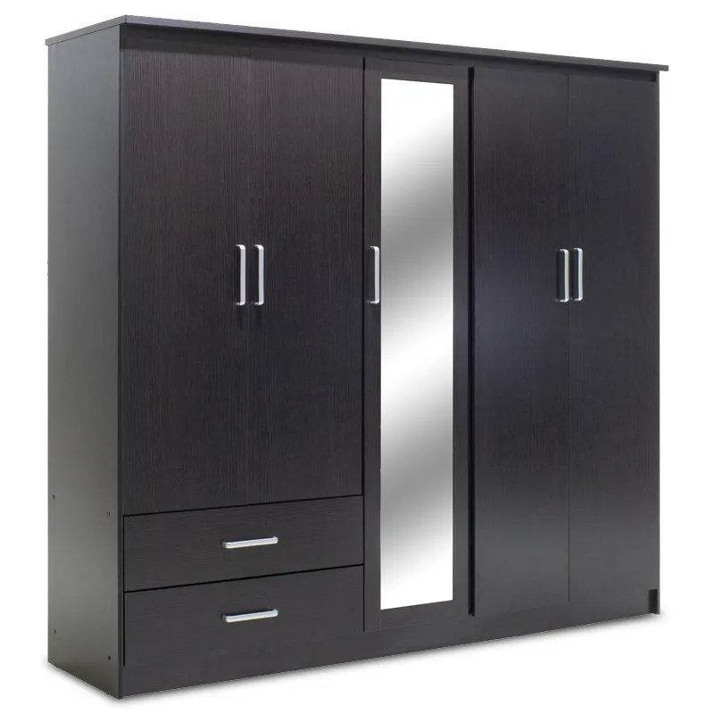 Ντουλάπα ρούχων πεντάφυλλη OLYMPUS pakoworld χρώμα wenge 198x57x183εκ - PAKO WORLD - 123-000047