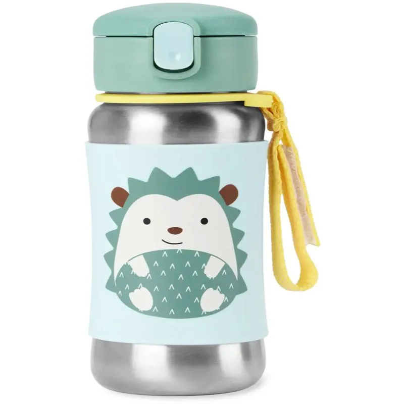 Skip Hop Spark Style Straw Bottle μπουκάλι νερού από ανοξείδωτο ατσάλι με καλαμάκι Hedgehog 12 m+ 350 ml