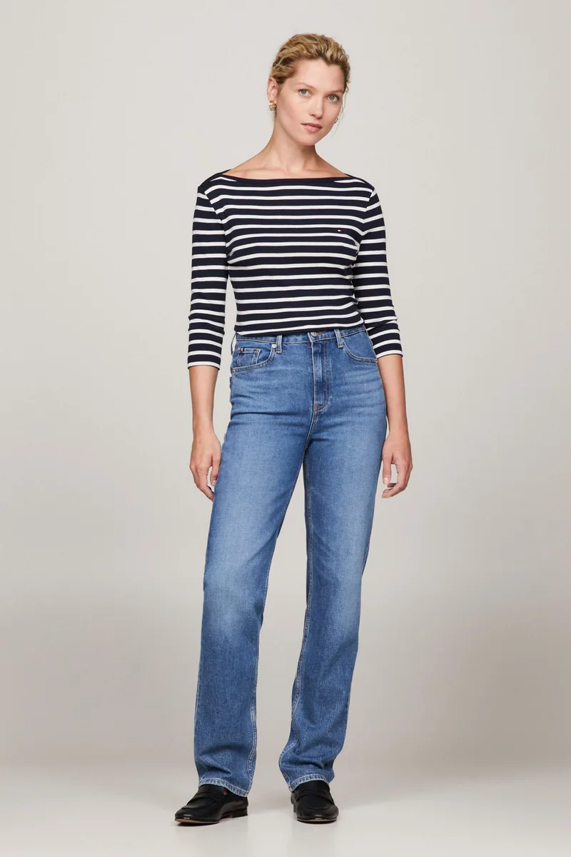 Tommy Hilfiger γυναικείο ψηλόμεσο τζην παντελόνι πεντάτσεπο Straight Fit - WW0WW40634 Denim Blue