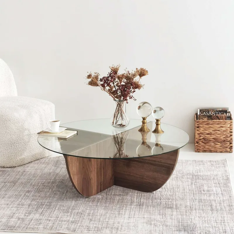 Τραπέζι Σαλονιού (Φ90x30) A-G Lily 552NOS2238 Walnut