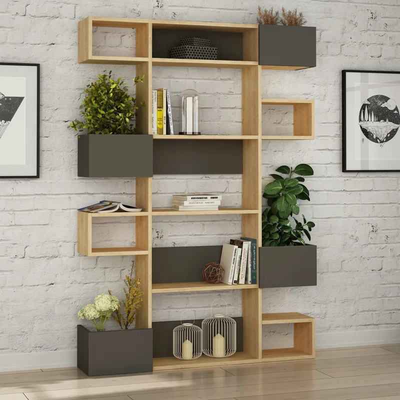 Βιβλιοθήκη Niho - Oak, Anthracite 855Dte3722 (120x171x27)