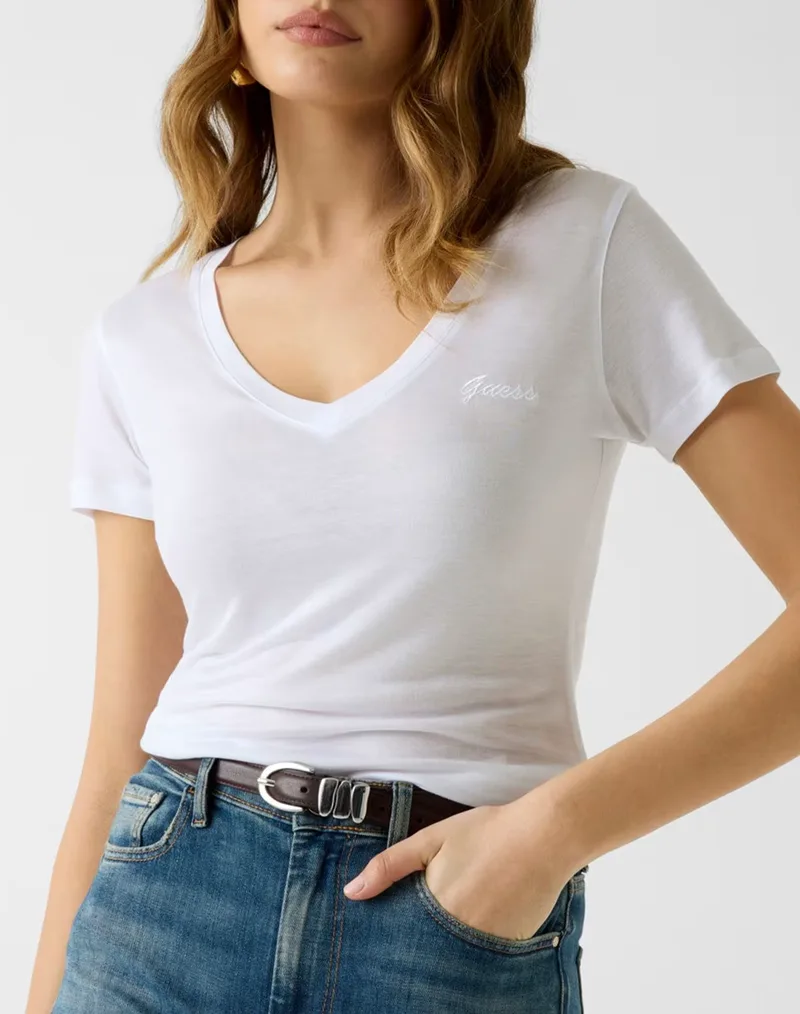 GUESS VN SS LIGHT BASIC TEE ΠΛΕΚΤΟ ΓΥΝΑΙΚΕΙΟ W5GP31KCSX2-G011 White