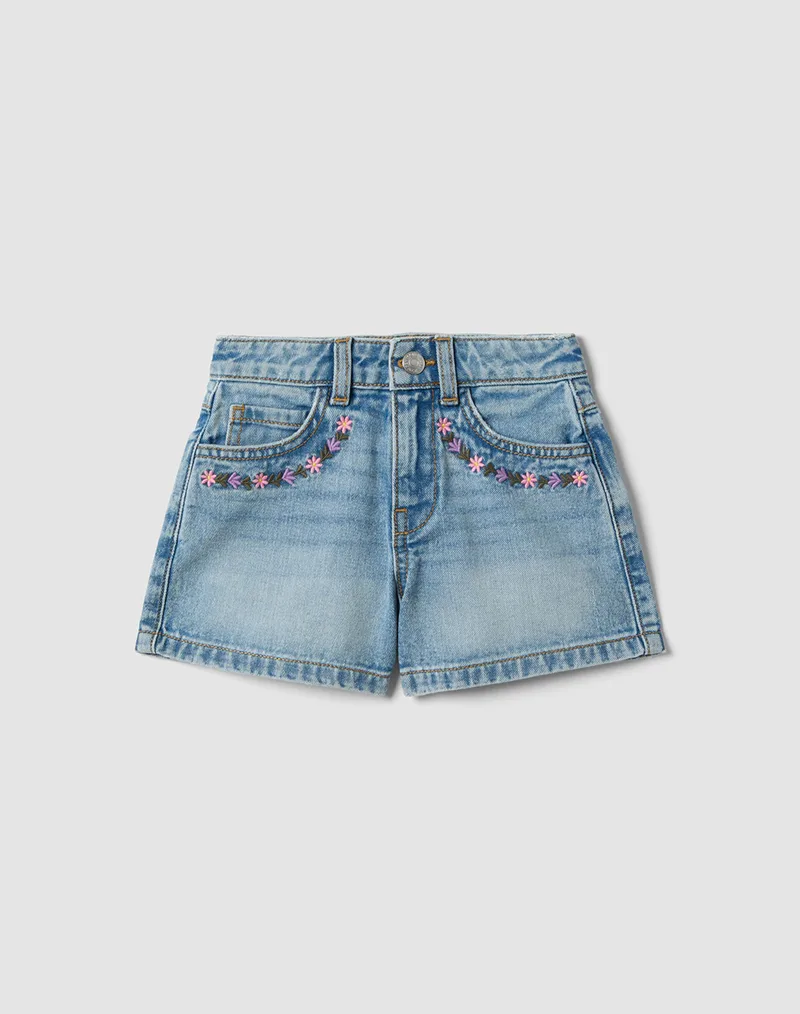 OVS DENIM SHORT W/EMBRO 2657431-LIGHT BLUE DenimLightBlue
