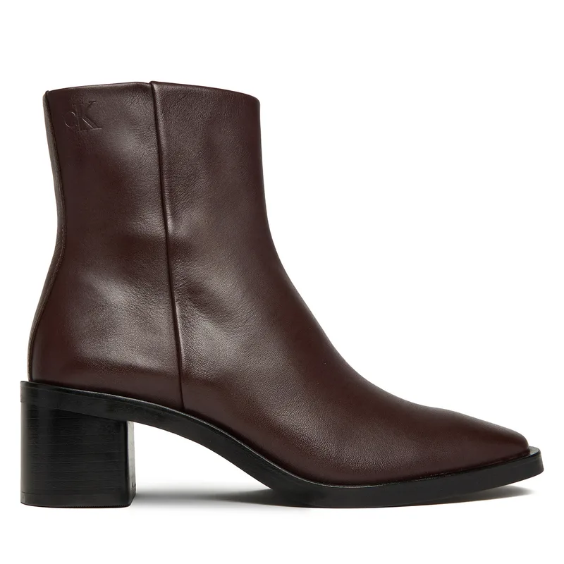 Μποτάκια Calvin Klein Block Heel Zip Boot Lth HW0HW02593 Μπορντό