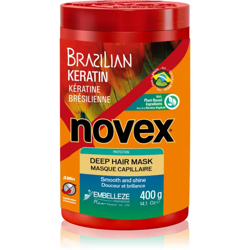Novex Brazilian Keratin Αναπληρωτική μάσκα για κατεστραμμένα μαλλιά 400 γρ