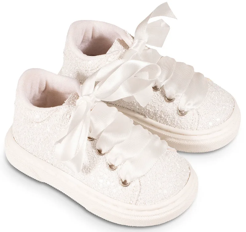 Babywalker Δετό Σνίκερ απο Γκλίτερ Ύφασμα EXC5856 Λευκό