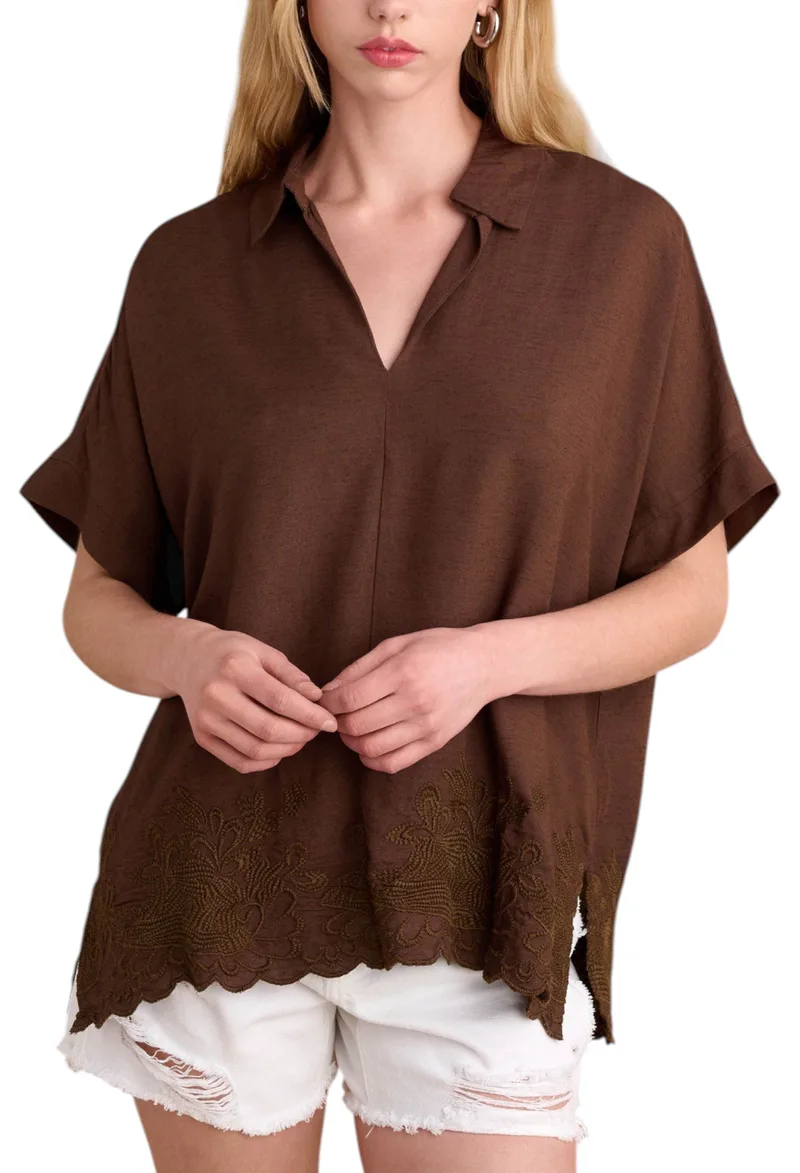 Τουνίκ Attrattivo Με Λεπτομέρεια Κεντήματος 9920693-CHOCOLATE Γυναικείο
