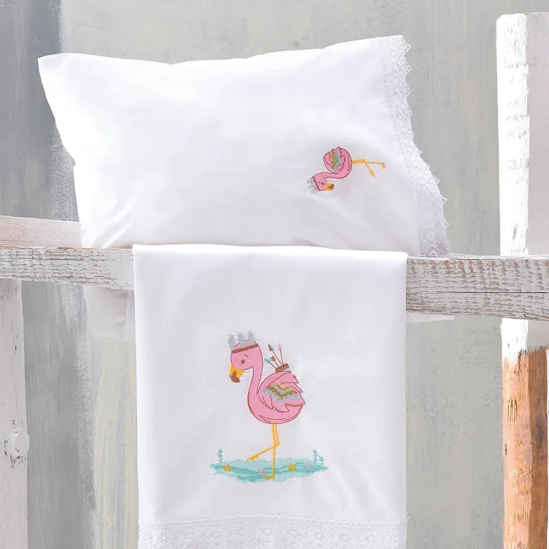 Σετ Σεντόνια Κούνιας 3 Τεμαχίων Rythmos Flamingo 100x160