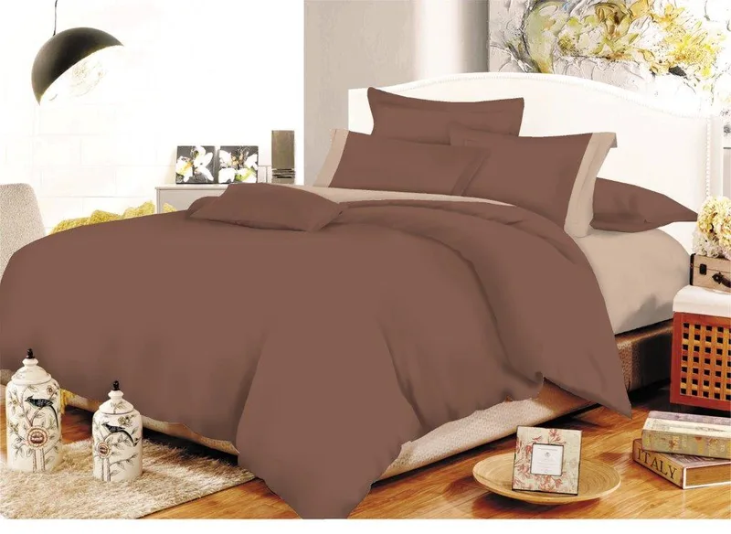 Σετ Σεντόνια Polycotton Μονά Με Λάστιχο 100x200+20εκ. Με Φάσα Brown-Μπεζ 7000009-17F (Τύπος κατωσέντονου: Με Λάστιχο, Ύφασμα: 50% Cotton-50% Polyester, Χρώμα: Καφέ, Μέγεθος: Μονά) - KOMVOS HOME - 7000009-17F
