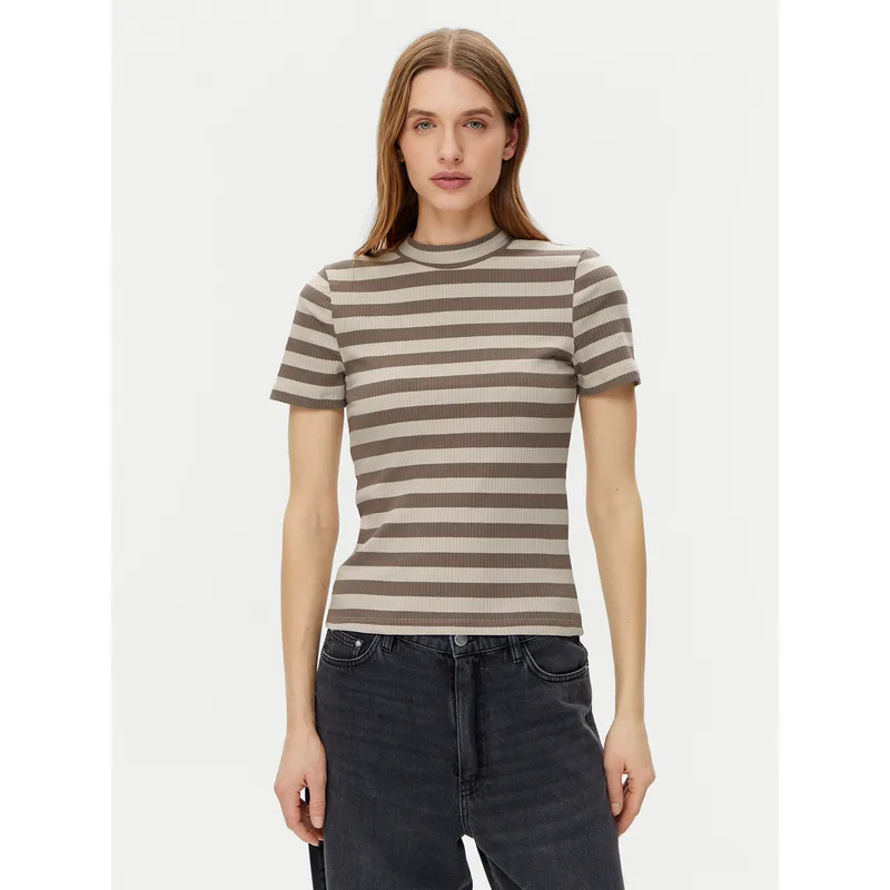 Noisy May T-Shirt Elinor 27033178 Μπεζ Slim Fit
