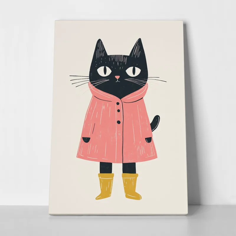 Πινακας σε καμβά CAT IN RAINCOAT