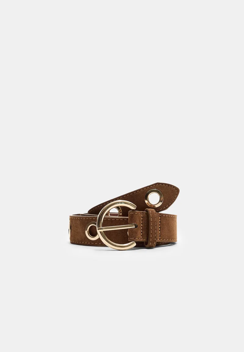 Stradivarius Ζώνη Με Μεταλλικά Καψούλια Καφέ 70