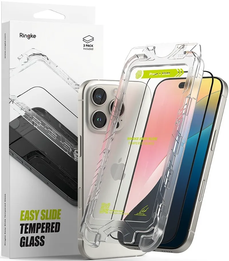 Αντιχαρακτικό Γυαλί Προστασίας Apple iPhone 16 Pro - Ringke Easy Slide Tempered Glass FullFace Οθόνης - 2 Τεμάχια - Black (8800274960046)