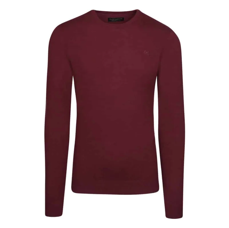 Premium Πουλόβερ Μπορντώ Cashmere Blend Round Neck (Modern Fit)
