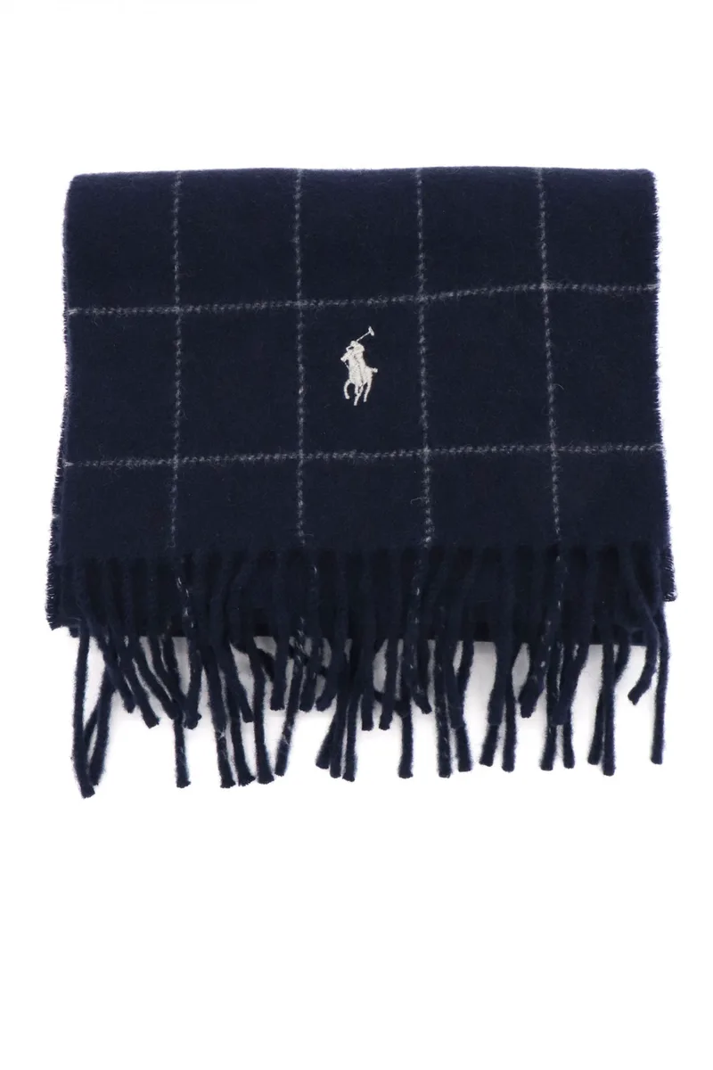 RALPH LAUREN ΚΑΣΚΩΛ ΚΑΡΩ LOGO ΜΠΛΕ