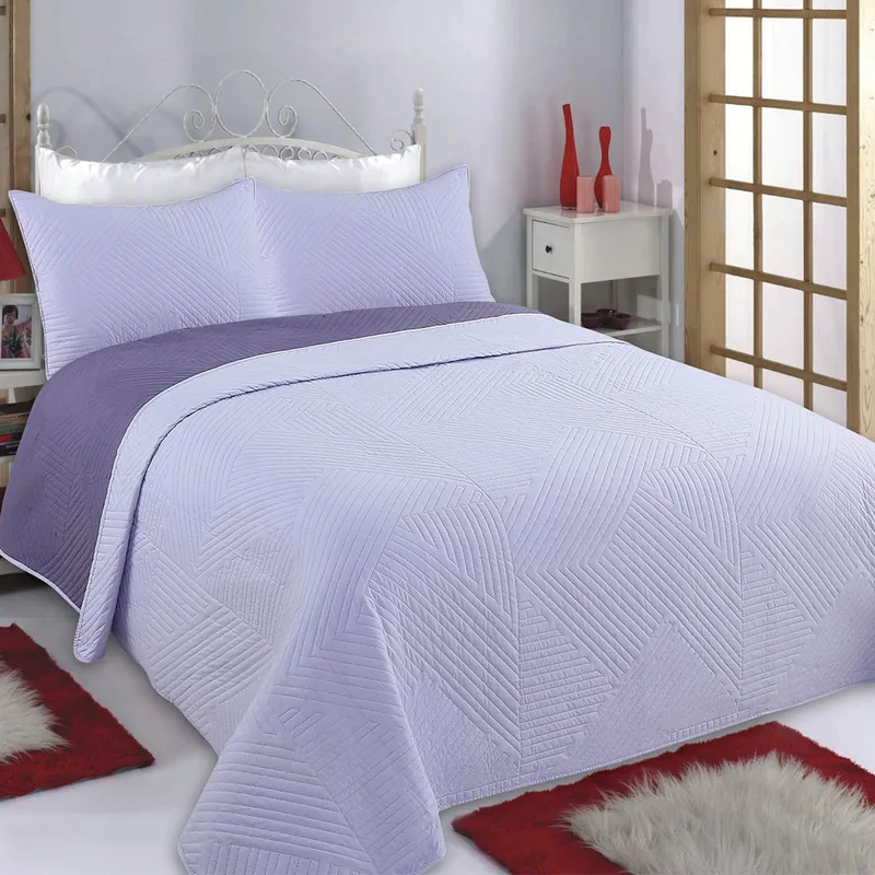 Κουβερλί Υπέρδιπλο (Σετ 220x240) 2 Όψεων Silk Fashion Lines Lila/Purple