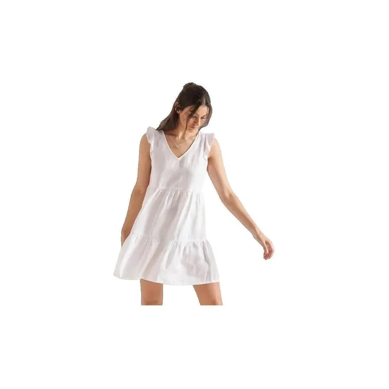 Κοντά Φορέματα Superdry Robe Tinsley mi-longue col en V sans manches blanche