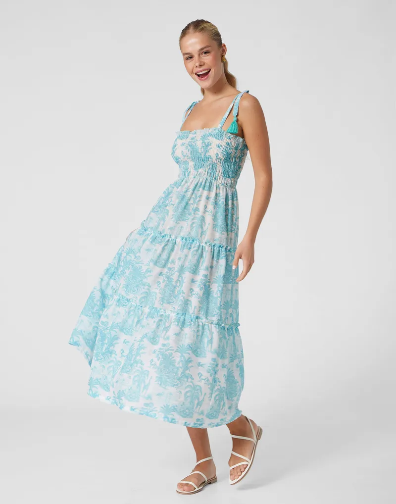 WOMEN'S DRESS JUNGLE TURQUOISE