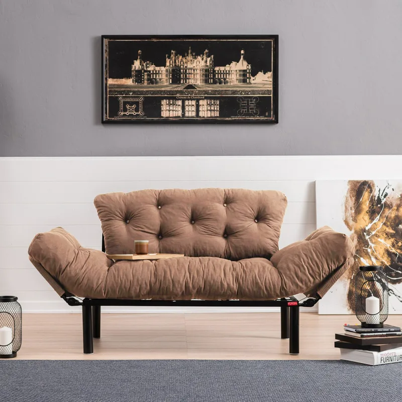 Διθέσιος Καναπές-Κρεβάτι Nitta - Light Brown 859Ftn2866 (155x85x70)