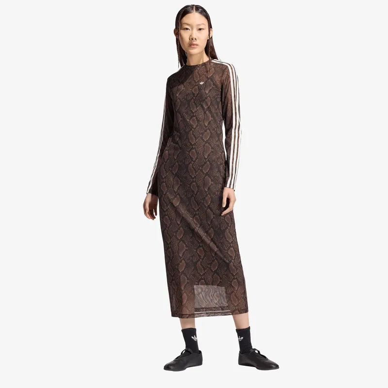 Φόρεμα adidas Snake Print Maxi Dress Earth Strata/ Aurora Coffee L