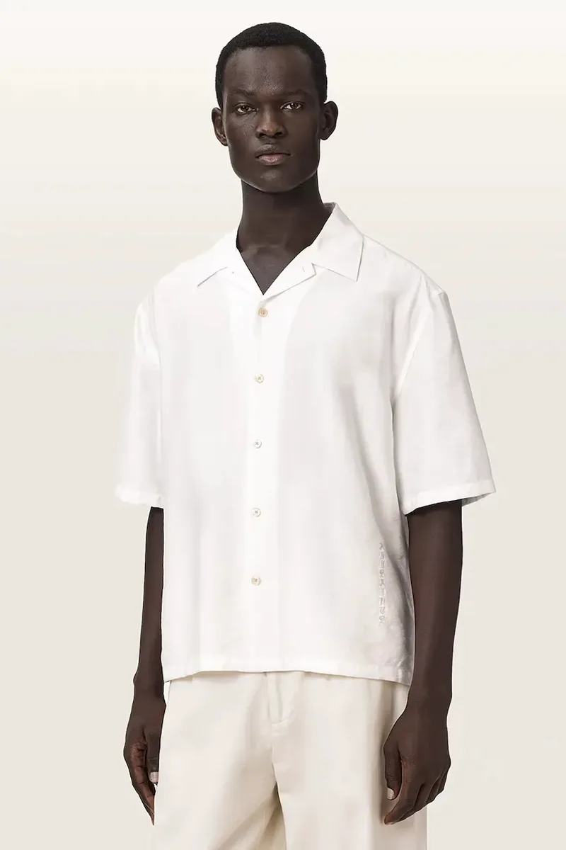 AllSaints πουκάμισο ανδρικό με βισκόζη PURLEY