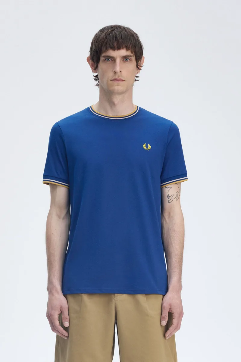 Fred Perry Ανδρική Μπλούζα Τ-Shirt Twin Tipped M1588-Y95 Μπλε