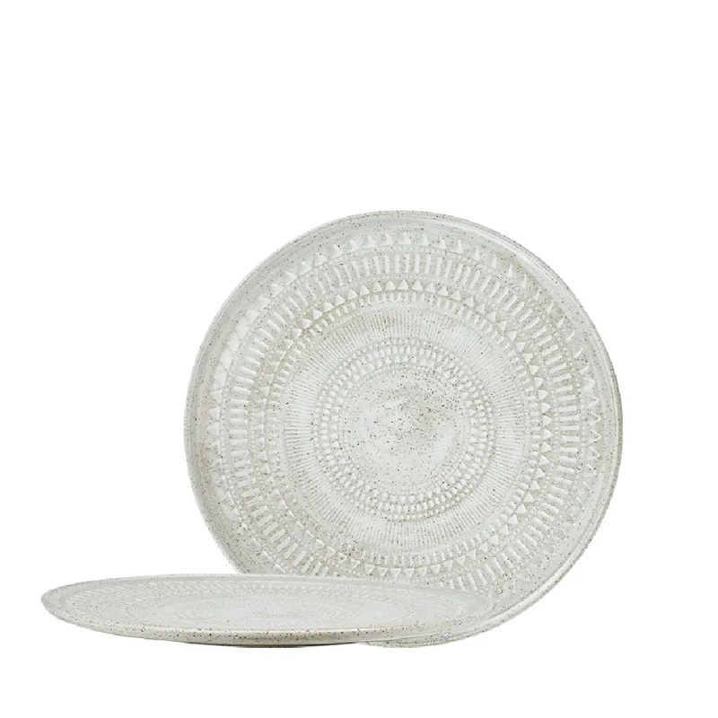 Πιάτο Φαγητού Ρηχό Stoneware Ανάγλυφο Aztec White ESPIEL 27εκ. ZAT103K6 (Σετ 6 Τεμάχια) (Χρώμα: Λευκό, Υλικό: Stoneware, Μέγεθος: Μεμονωμένο) - ESPIEL - ZAT103K6