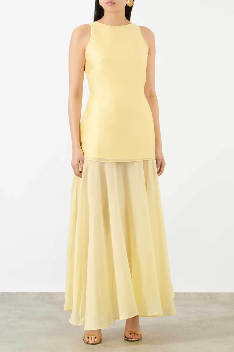 Marques' Almeida γυναικείο maxi φόρεμα "Double Layered Halter" - SS26DR0586MKVLYL Κίτρινο