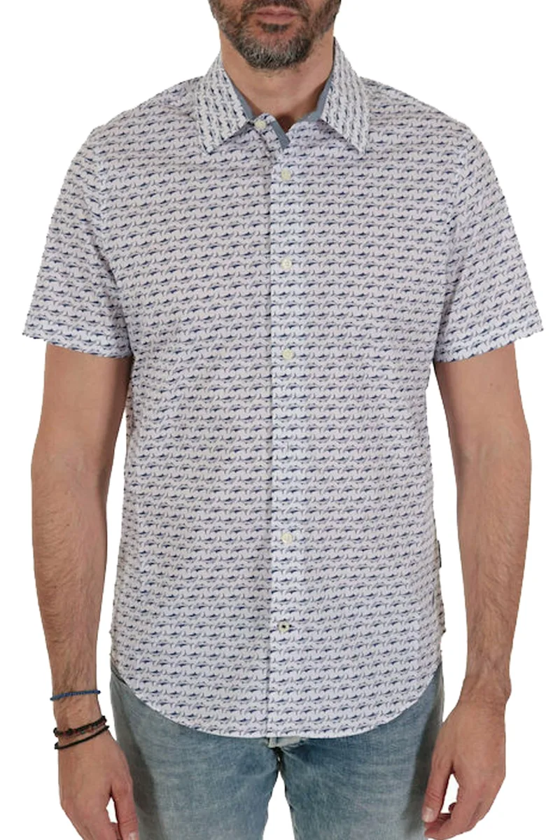 Πουκάμισο Κοντομάνικο Nautica Allover Print W25208-BRIGHT WHITE Ανδρικό
