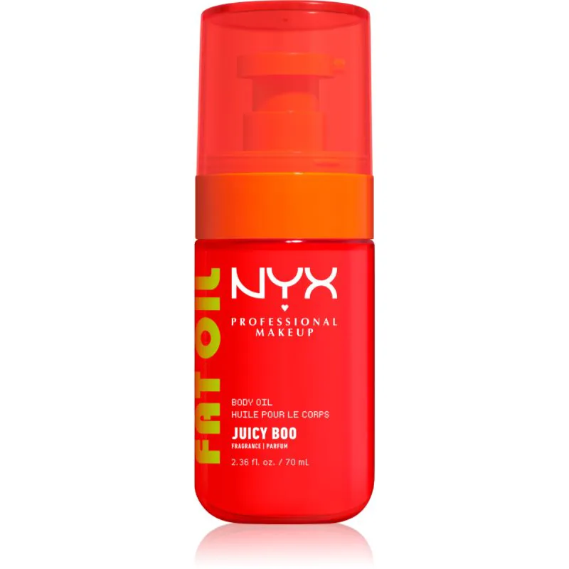 NYX Professional Makeup Fat Oil Body θρεπτικό λάδι σώματος προσθέτει ενυδάτωση και λάμψη με άρωμα Juicy Boo 70 ml