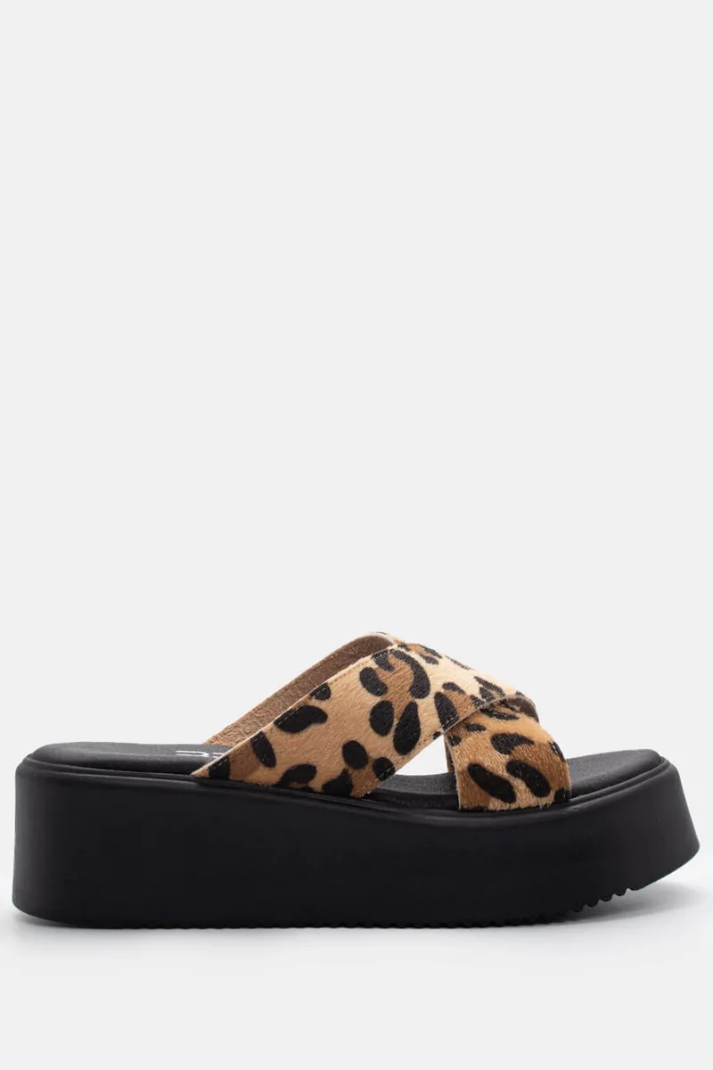 LUIGI DESIGN - Πλατφόρμες με Χιαστί Λουράκια - Animal Print