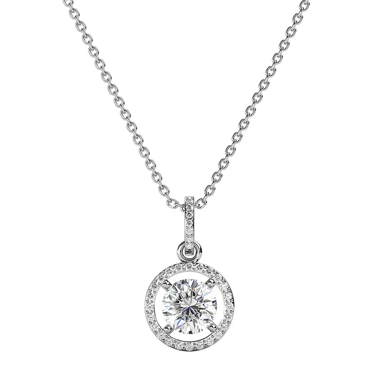 Κολιέ Μονόπετρο με Moissanite Diamonds από Ασήμι KL3520