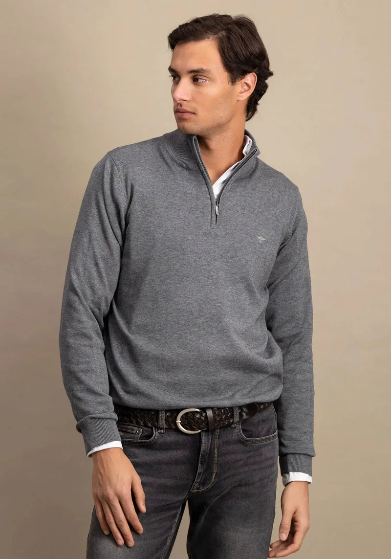 Fynch Hatton Pullover της σειράς Zip Troyer - SFPK215 936 Steel