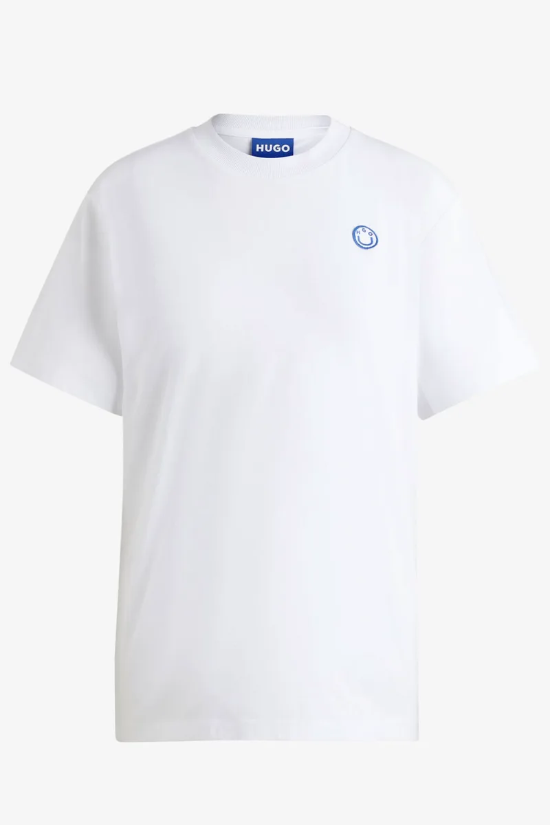 HUGO BLUE T-SHIRT VINTAGE TEE_B_1 JERSEY LOGO ΛΕΥΚΟ