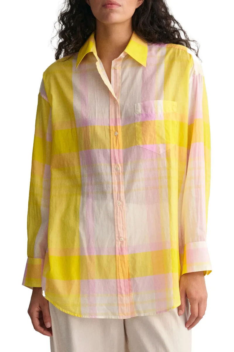 Πουκάμισο Μακρυμάνικο Gant Os Madras 4300196-723 PALE YELLOW Γυναικείο