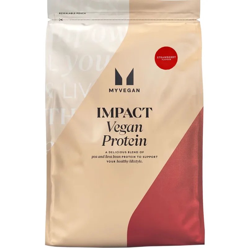 My Protein Impact Vegan Protein Συμπλήρωμα Διατροφής Πρωτεΐνης από Μπιζέλι & Φασόλια σε Σκόνη για Ανάπτυξη & Διατήρηση Μυϊκής Μάζας για Αυστηρά Χορτοφάγους με Γεύση Φράουλα 1kg - Strawberry