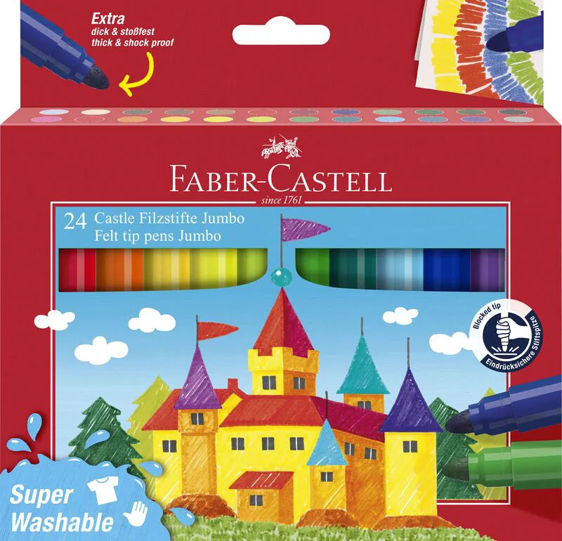 Faber Castell Μαρκαδόροι Χοντροί Super Washable Σετ 24Τμχ (12311001)